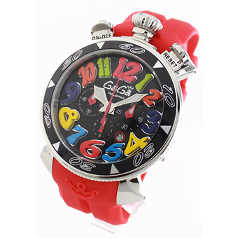 GAGA MILANO ガガミラノ レプリカ クロノ48mm クオーツ 6050.2 ラバー レッド/ブラック メンズ